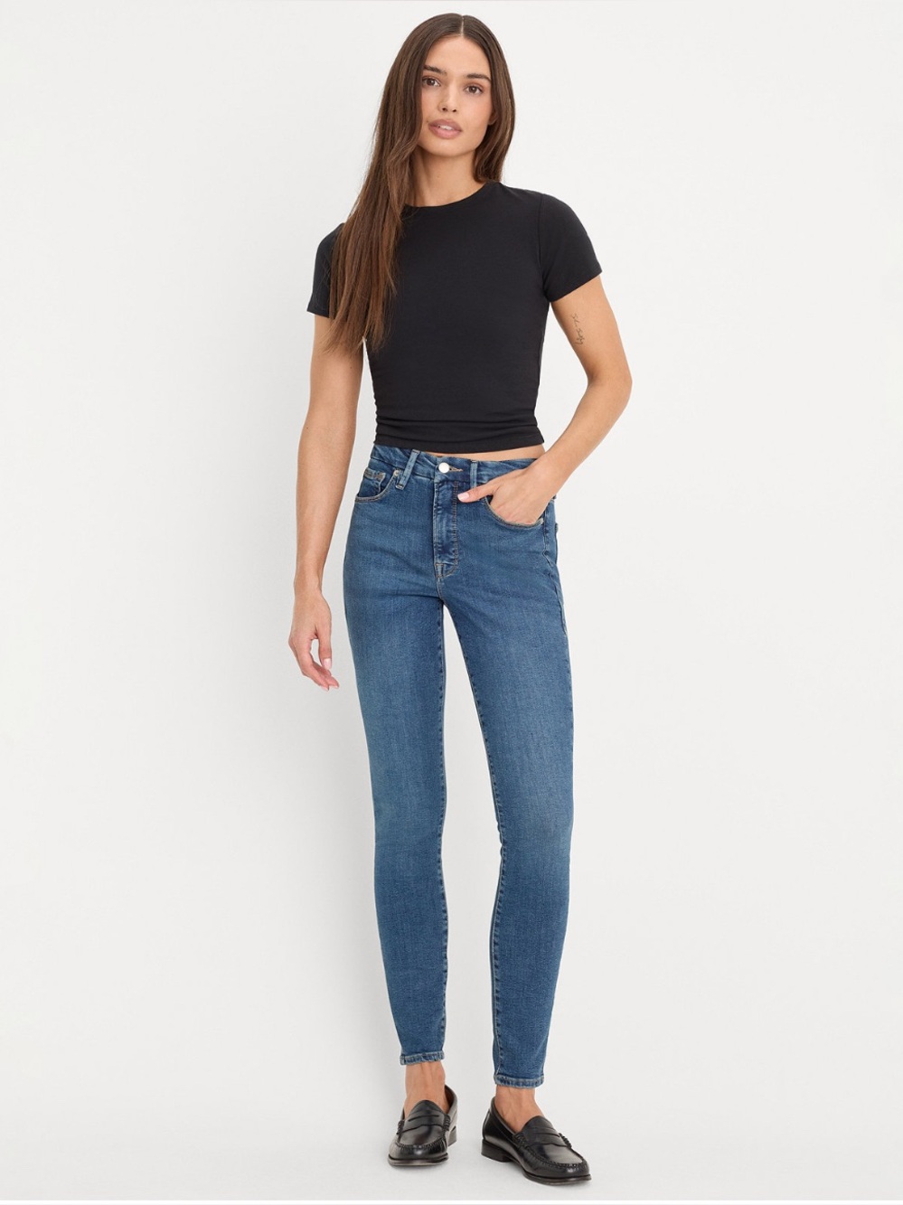 Good American Good Legs Mid-Rise Skinny Jean Blue620 Wash Size 4/27